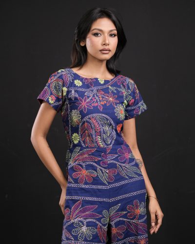 Blue Cap Sleeve Jumpsuit